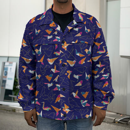 Colorful Origami Bird Pattern Print Men's Shirt Jacket