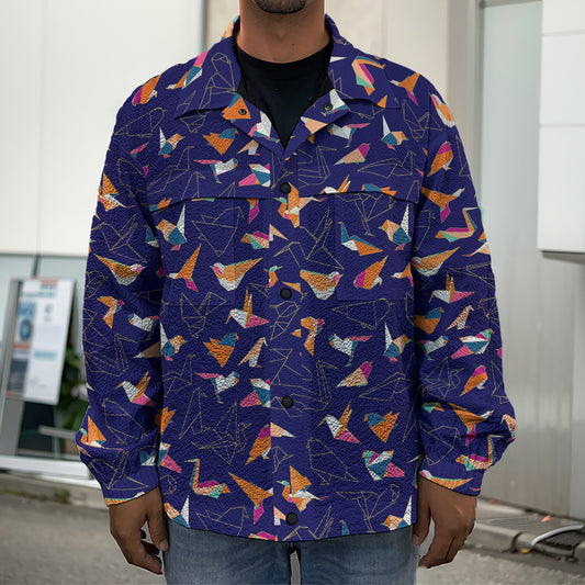 Colorful Origami Bird Pattern Print Men's Shirt Jacket
