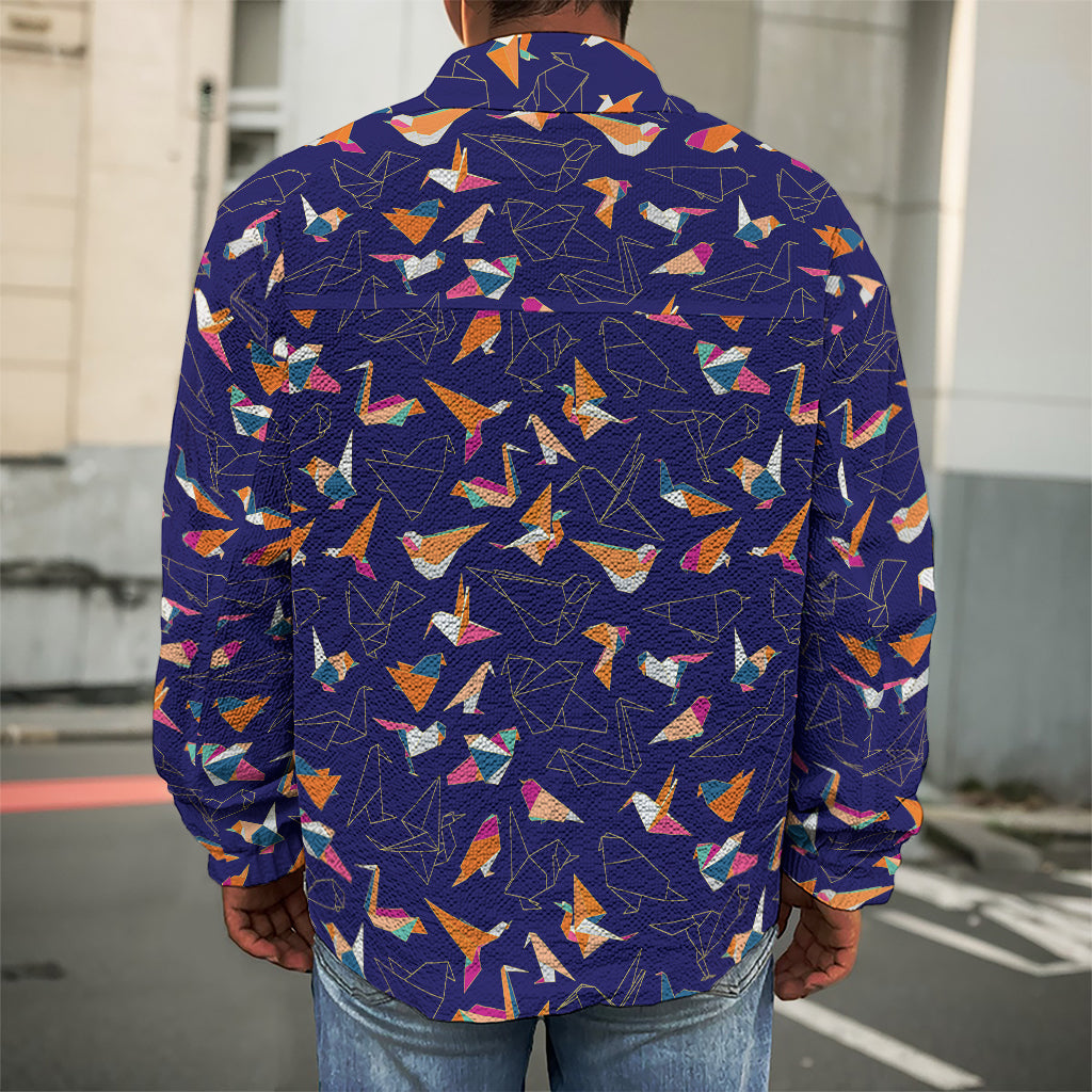 Colorful Origami Bird Pattern Print Men's Shirt Jacket