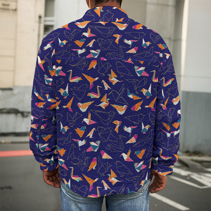Colorful Origami Bird Pattern Print Men's Shirt Jacket