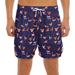 Colorful Origami Bird Pattern Print Men's Split Running Shorts