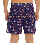 Colorful Origami Bird Pattern Print Men's Split Running Shorts