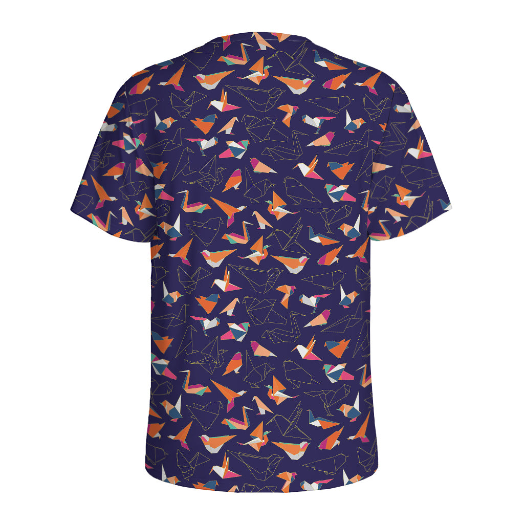 Colorful Origami Bird Pattern Print Men's Sports T-Shirt