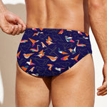 Colorful Origami Bird Pattern Print Men's Swim Briefs