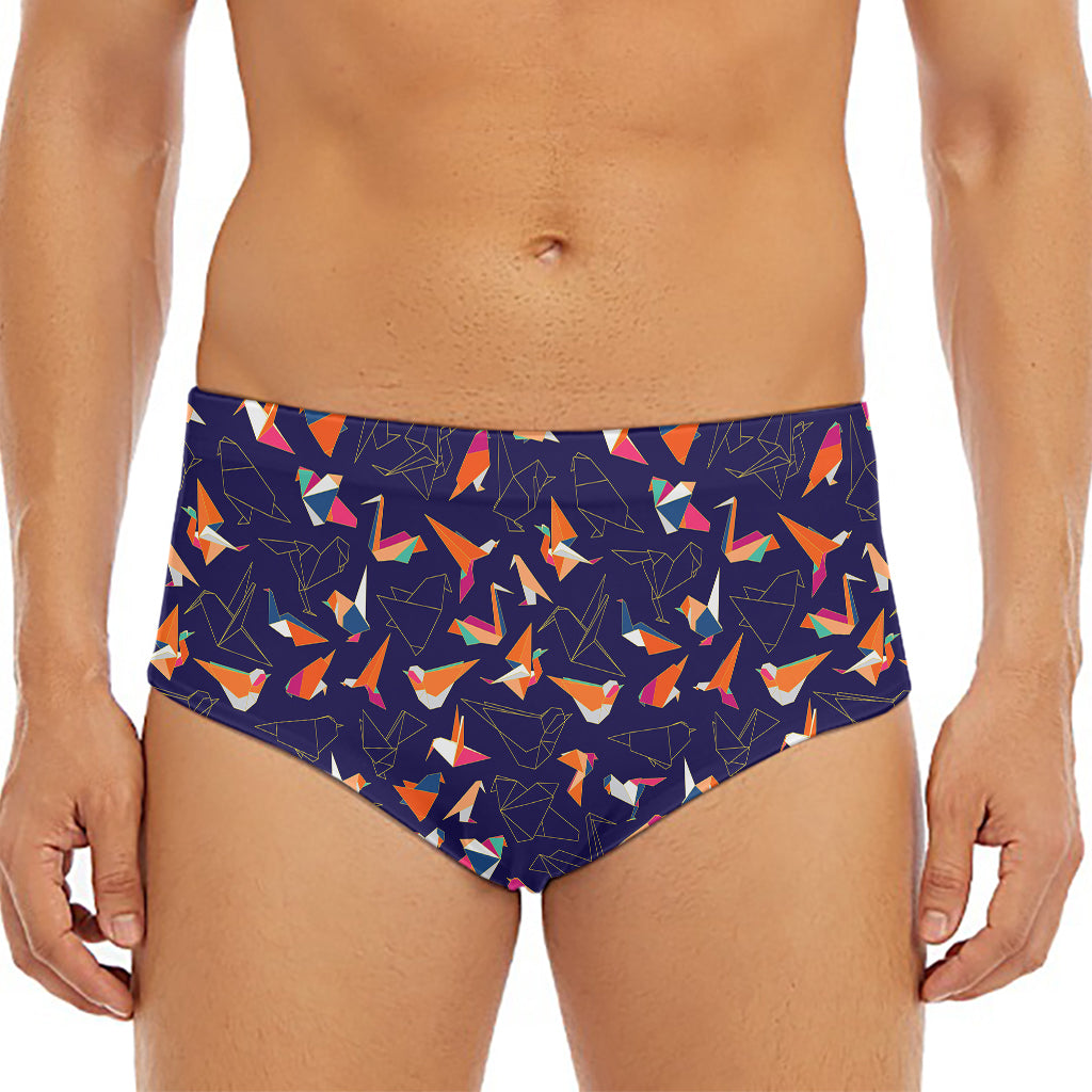 Colorful Origami Bird Pattern Print Men's Triangle Swim Briefs