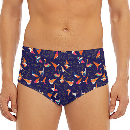 Colorful Origami Bird Pattern Print Men's Triangle Swim Briefs