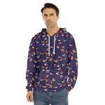 Colorful Origami Bird Pattern Print Men's Velvet Pullover Hoodie