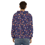 Colorful Origami Bird Pattern Print Men's Velvet Pullover Hoodie