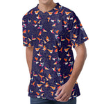 Colorful Origami Bird Pattern Print Men's Velvet T-Shirt