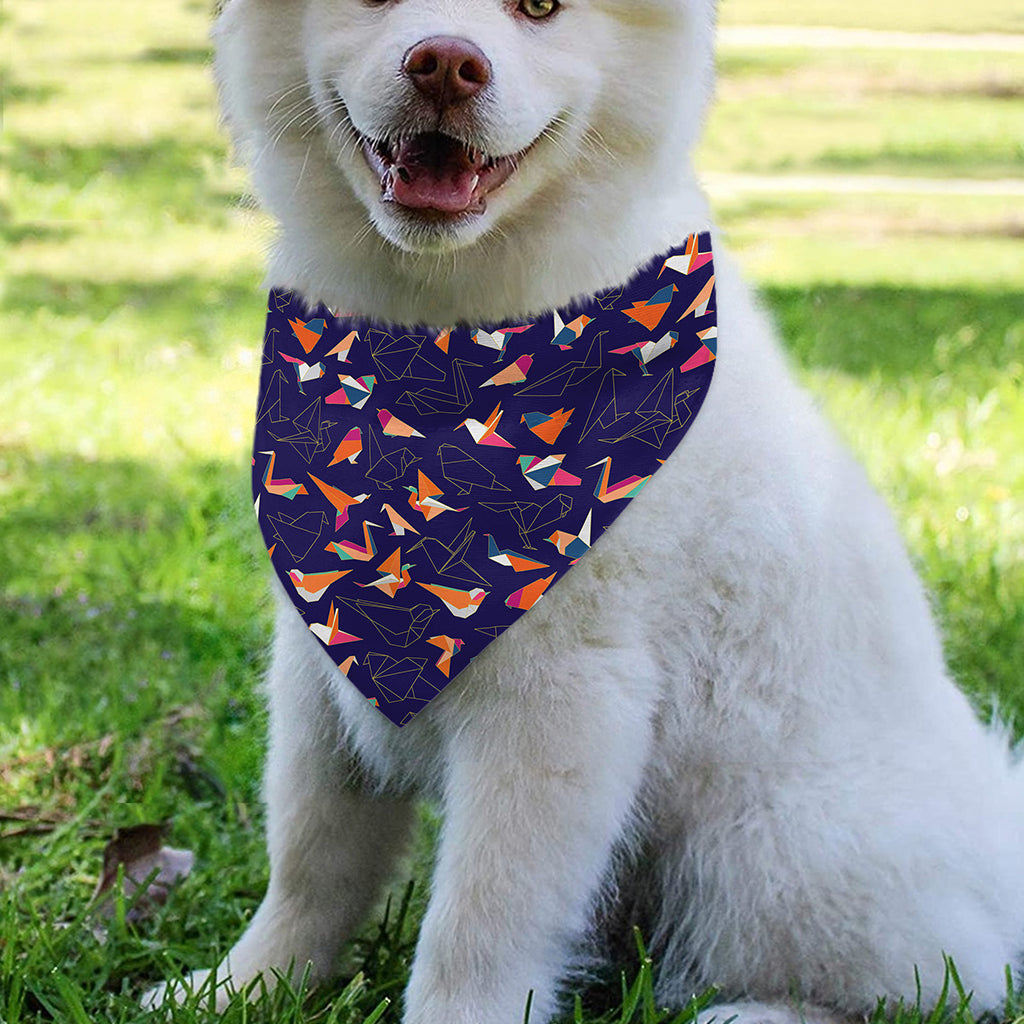 Colorful Origami Bird Pattern Print Over The Collar Dog Bandana