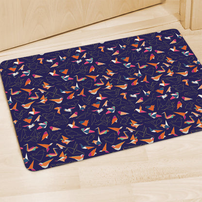 Colorful Origami Bird Pattern Print Polyester Doormat
