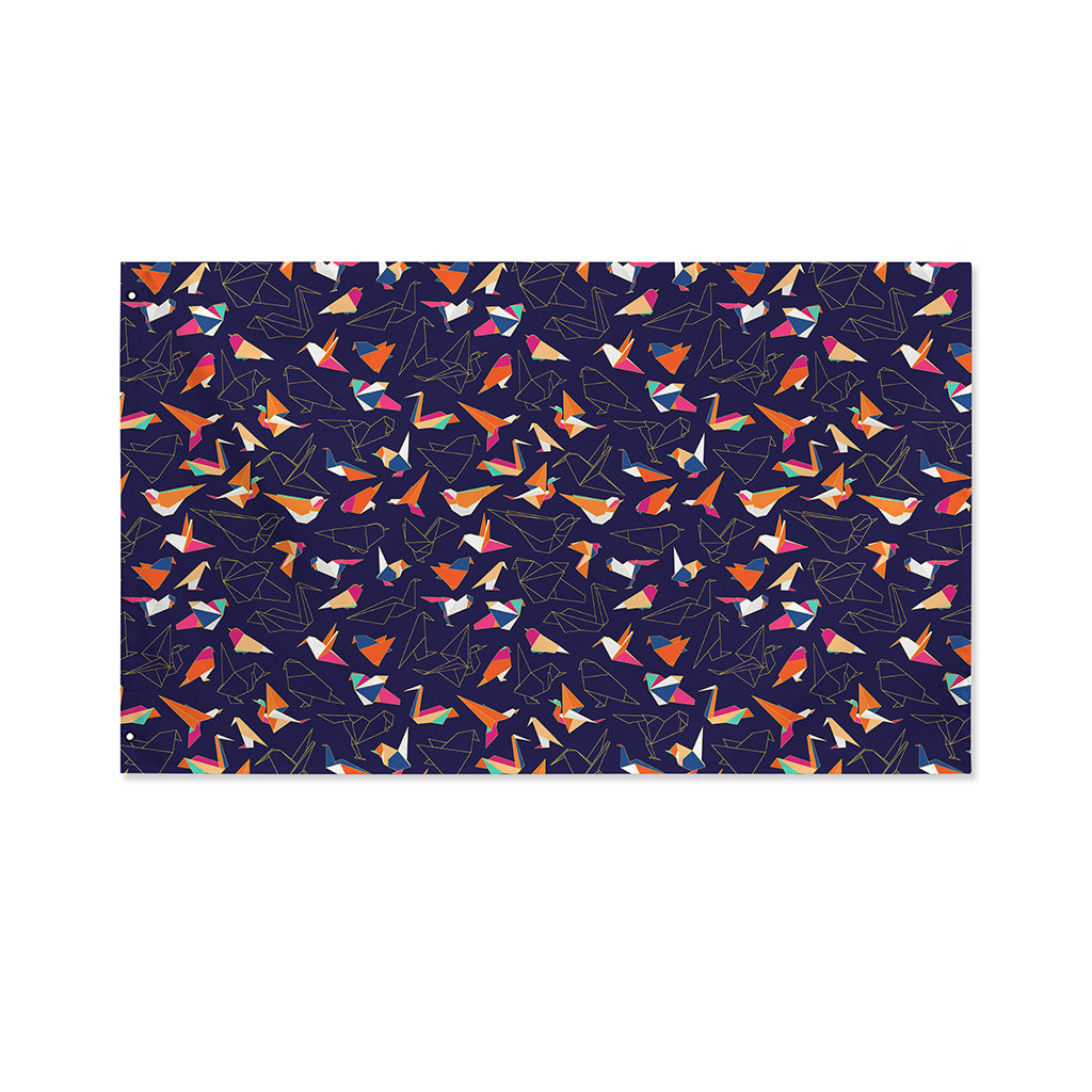 Colorful Origami Bird Pattern Print Polyester Flag