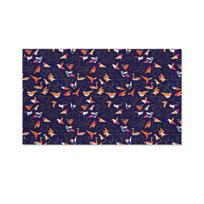 Colorful Origami Bird Pattern Print Polyester Flag