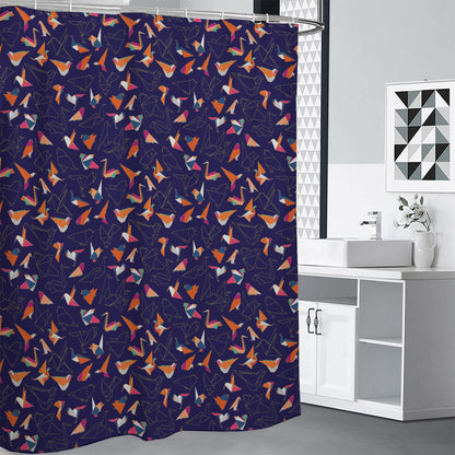 Colorful Origami Bird Pattern Print Premium Shower Curtain