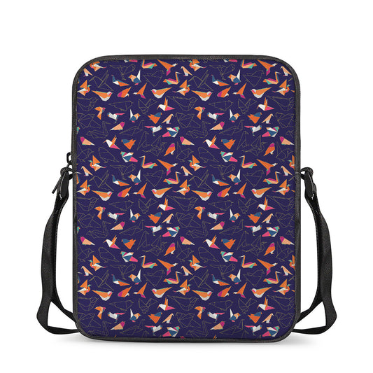 Colorful Origami Bird Pattern Print Rectangular Crossbody Bag