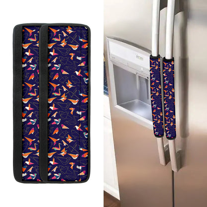 Colorful Origami Bird Pattern Print Refrigerator Handle Covers