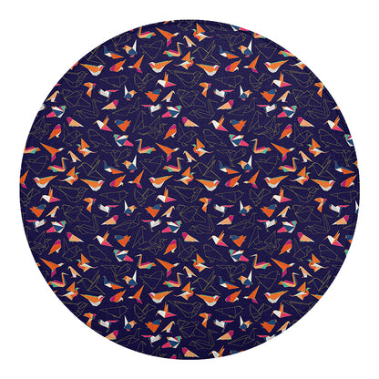 Colorful Origami Bird Pattern Print Round Blanket