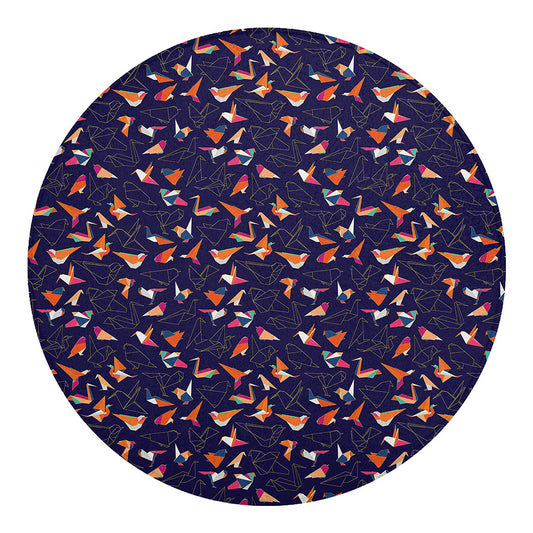 Colorful Origami Bird Pattern Print Round Blanket