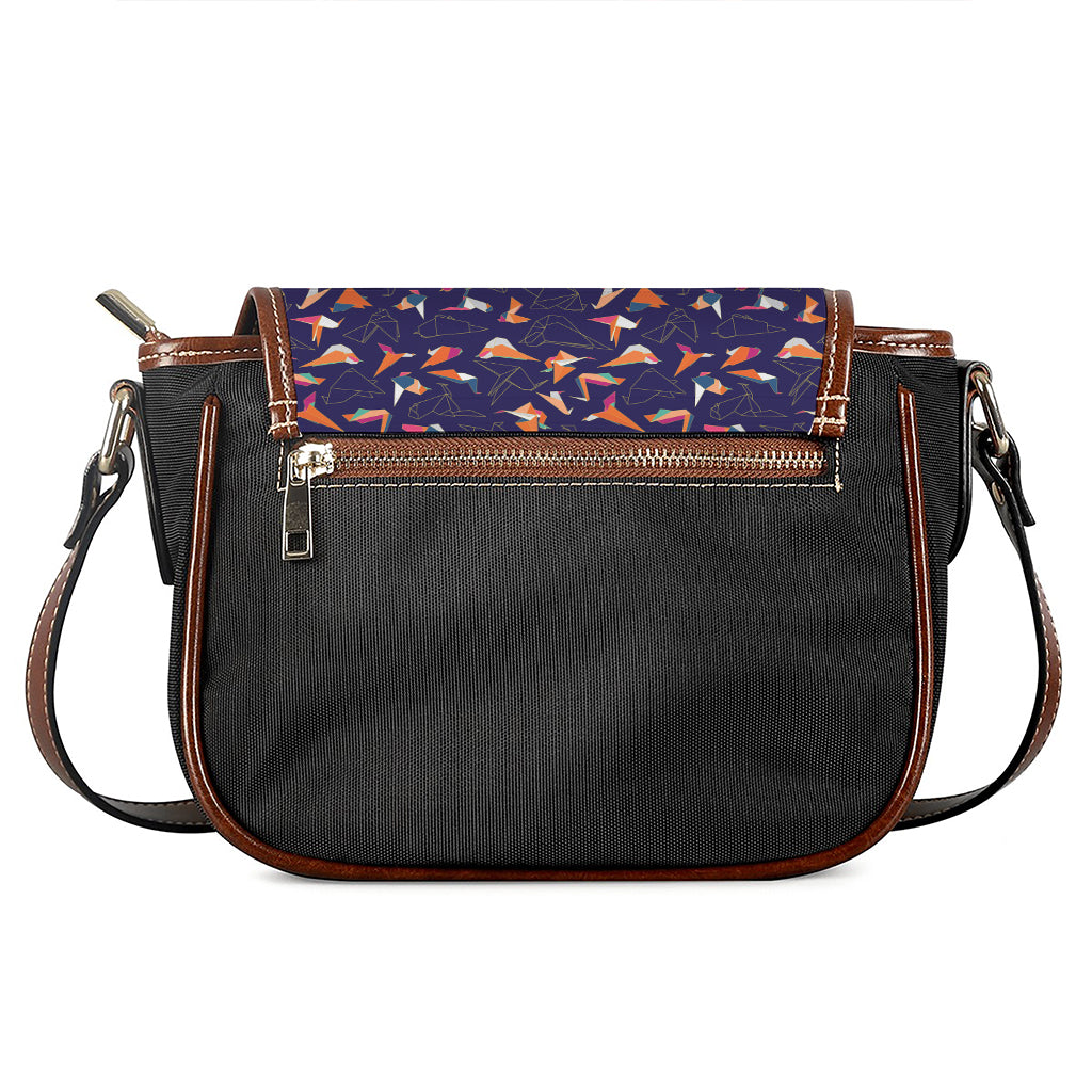 Colorful Origami Bird Pattern Print Saddle Bag