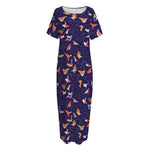 Colorful Origami Bird Pattern Print Short Sleeve Long Nightdress