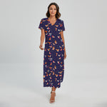 Colorful Origami Bird Pattern Print Short Sleeve Maxi Dress