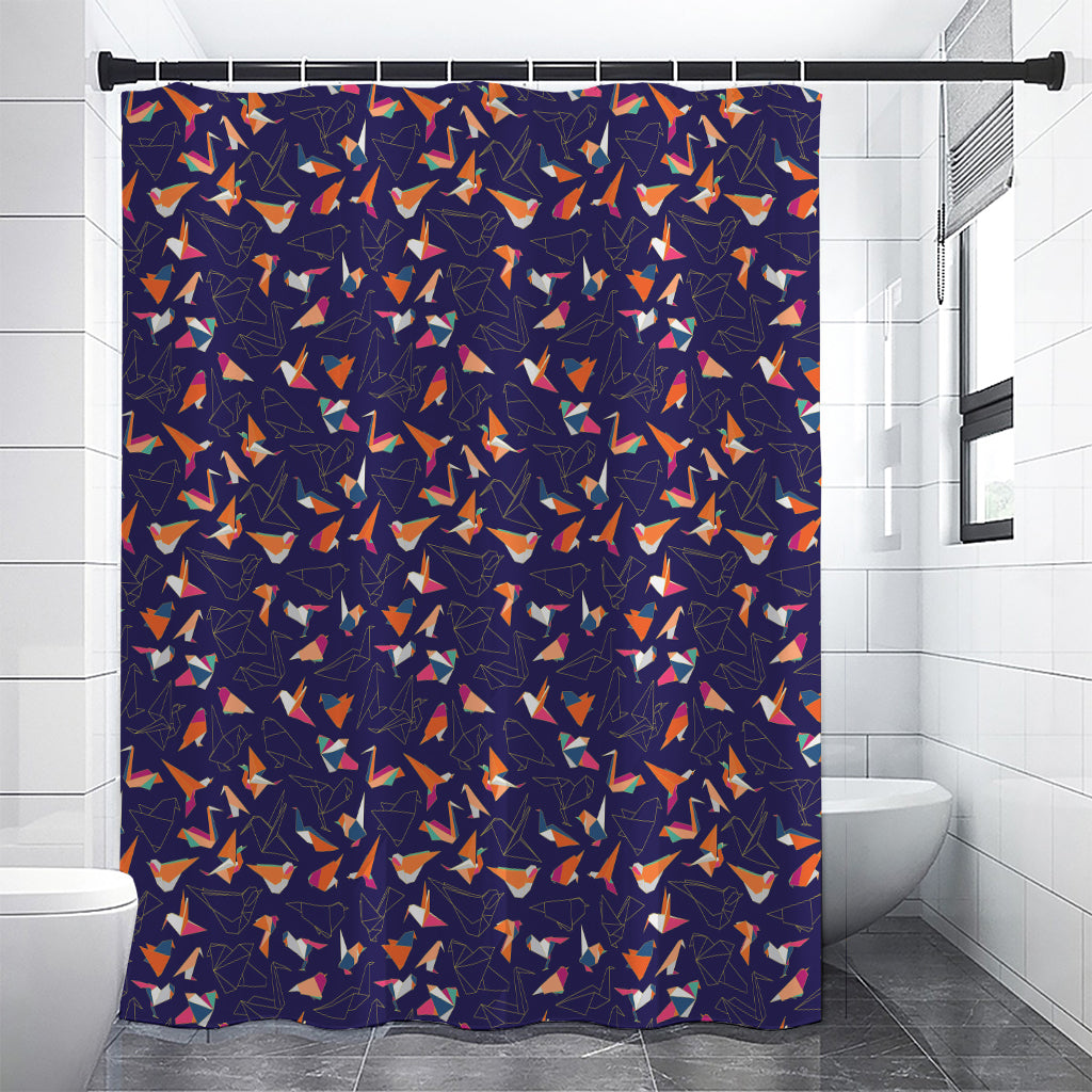 Colorful Origami Bird Pattern Print Shower Curtain