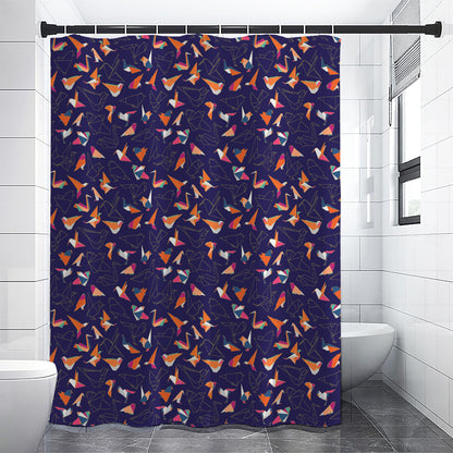 Colorful Origami Bird Pattern Print Shower Curtain