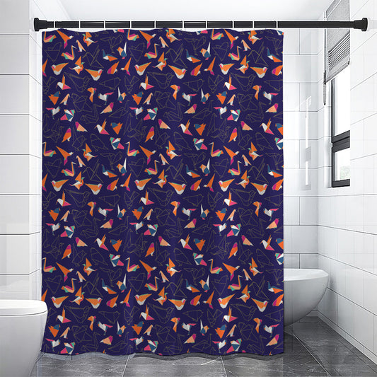 Colorful Origami Bird Pattern Print Shower Curtain