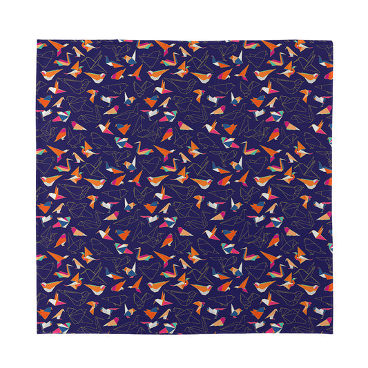 Colorful Origami Bird Pattern Print Silk Bandana