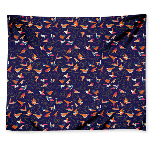 Colorful Origami Bird Pattern Print Tapestry