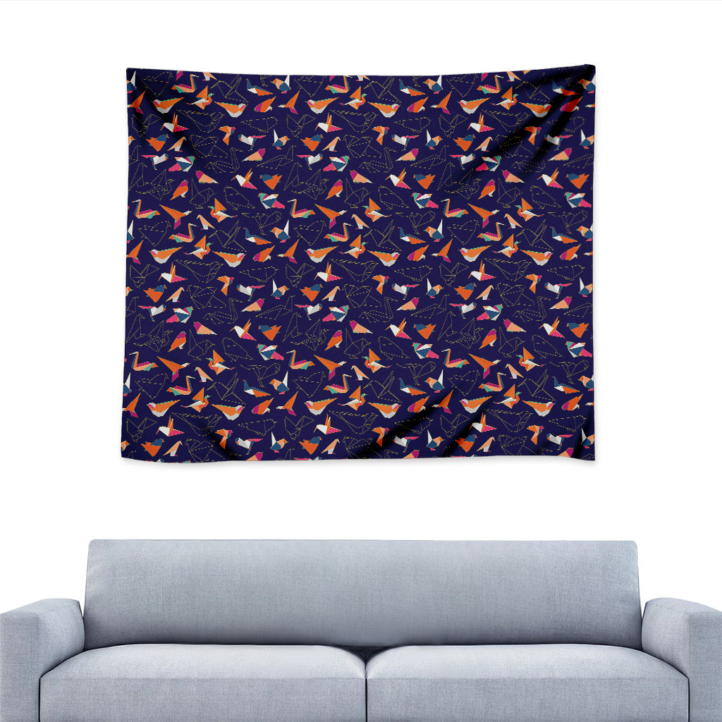 Colorful Origami Bird Pattern Print Tapestry