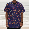 Colorful Origami Bird Pattern Print Textured Short Sleeve Shirt