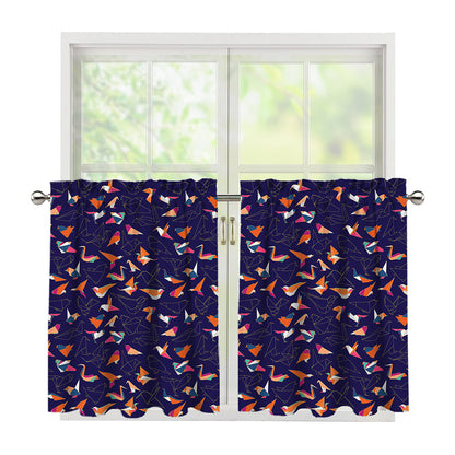 Colorful Origami Bird Pattern Print Tier Curtains