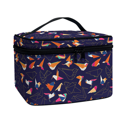 Colorful Origami Bird Pattern Print Travel Makeup Bag