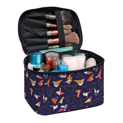 Colorful Origami Bird Pattern Print Travel Makeup Bag
