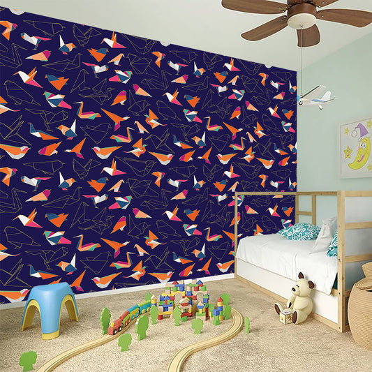 Colorful Origami Bird Pattern Print Wall Sticker