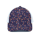 Colorful Origami Bird Pattern Print White Mesh Trucker Cap