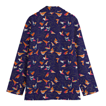 Colorful Origami Bird Pattern Print Women's Blazer
