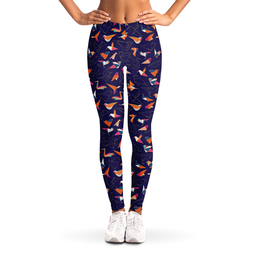 Colorful Origami Bird Pattern Print Women's Leggings