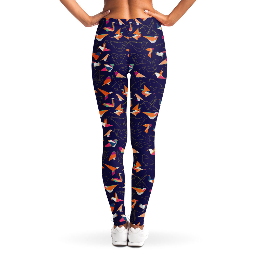 Colorful Origami Bird Pattern Print Women's Leggings