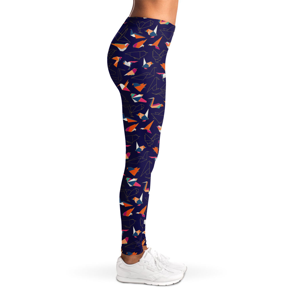 Colorful Origami Bird Pattern Print Women's Leggings