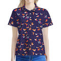 Colorful Origami Bird Pattern Print Women's Polo Shirt