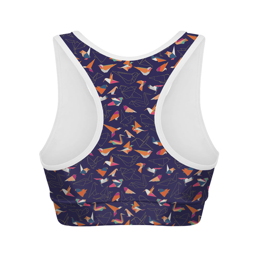 Colorful Origami Bird Pattern Print Women's Sports Bra