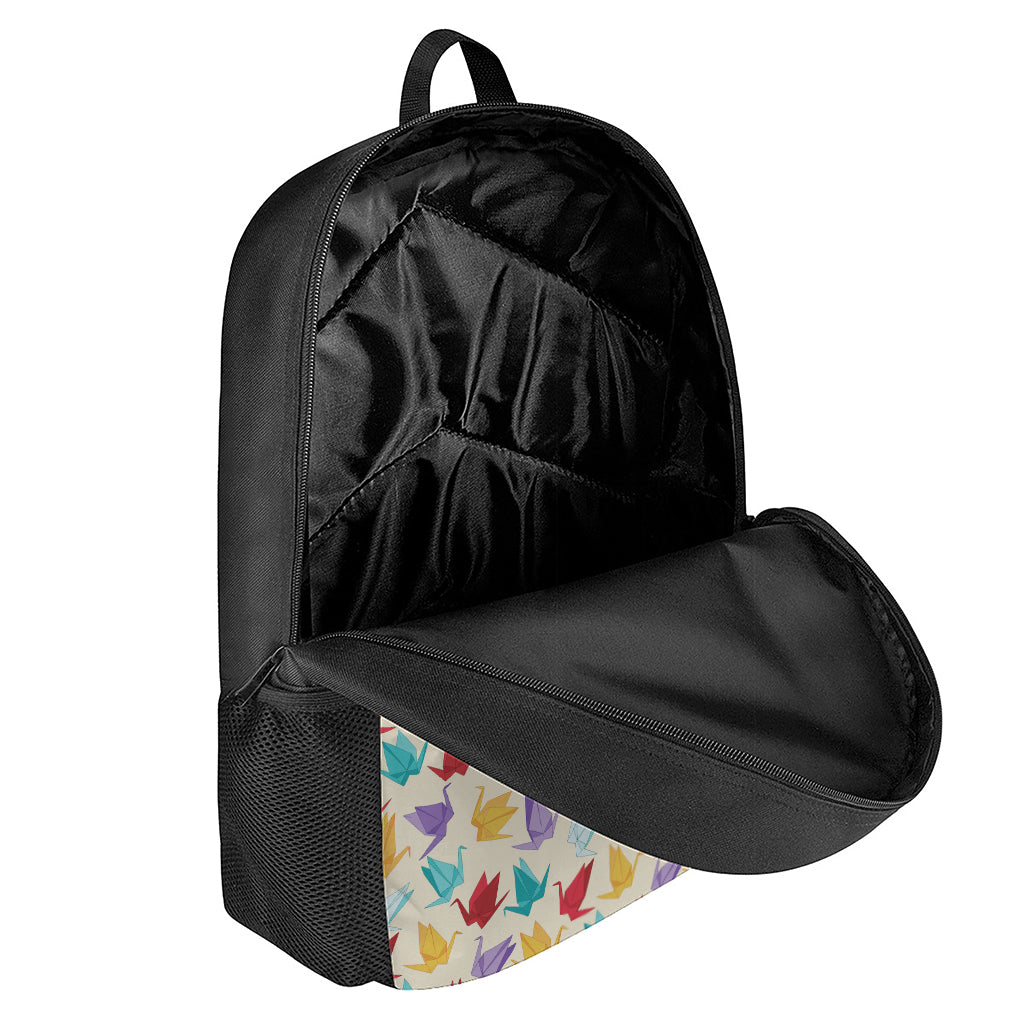 Colorful Origami Crane Pattern Print 17 Inch Backpack