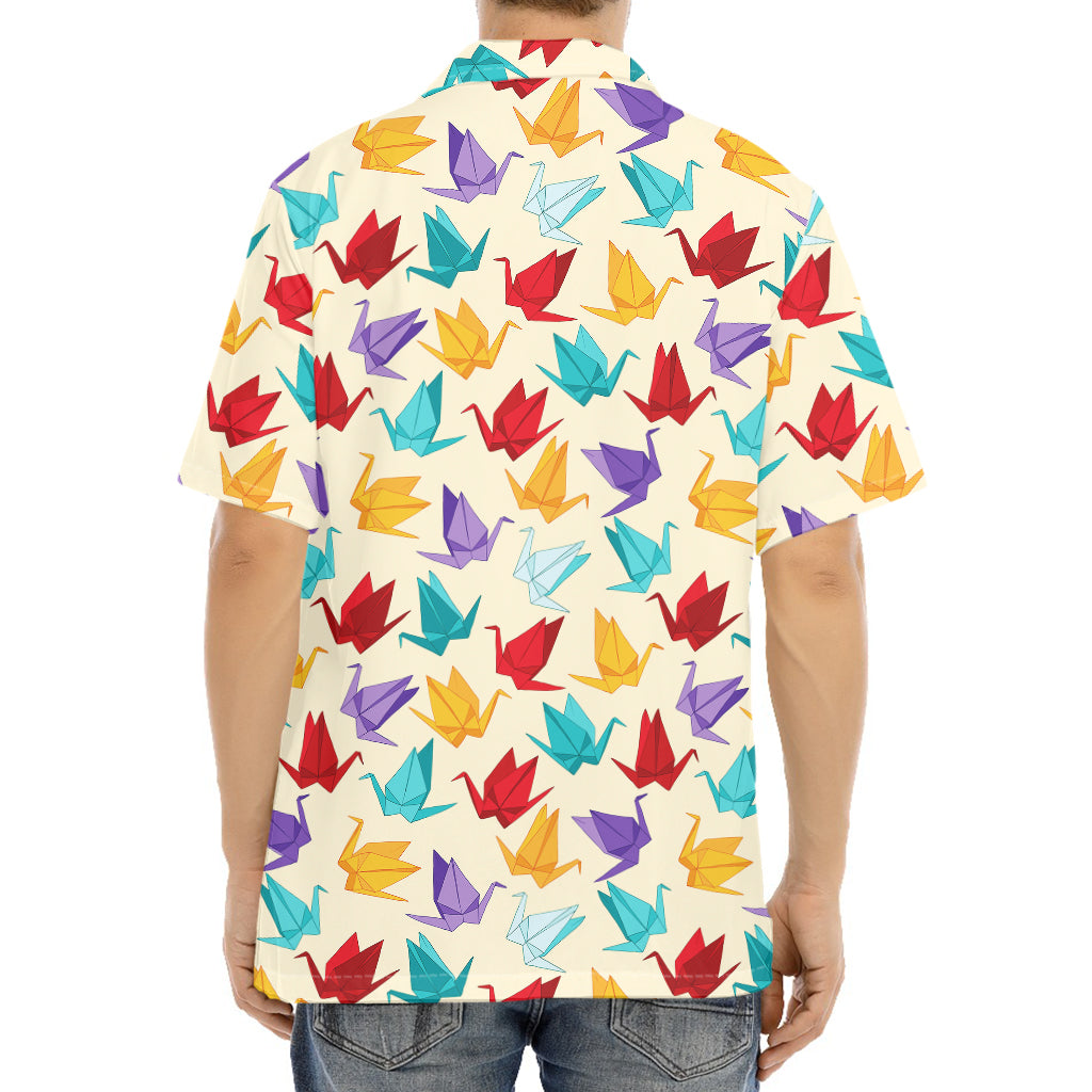 Colorful Origami Crane Pattern Print Aloha Shirt