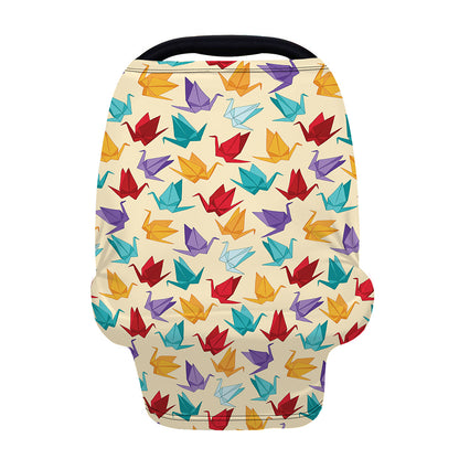 Colorful Origami Crane Pattern Print Baby Seat Cover