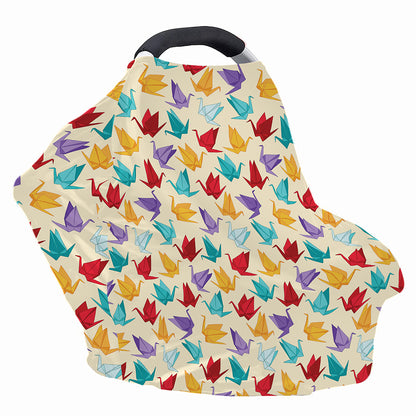 Colorful Origami Crane Pattern Print Baby Seat Cover