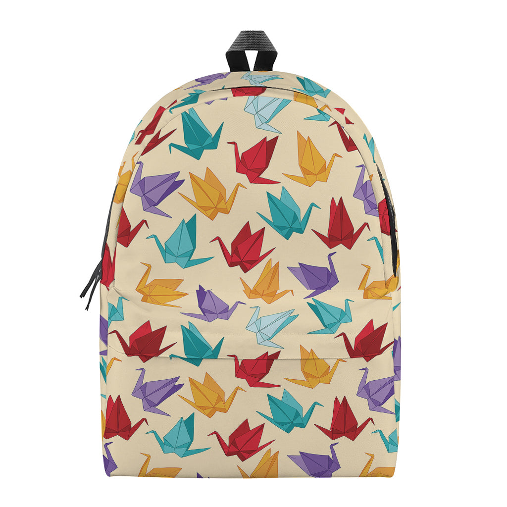 Colorful Origami Crane Pattern Print Backpack