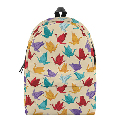 Colorful Origami Crane Pattern Print Backpack