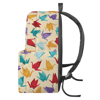 Colorful Origami Crane Pattern Print Backpack